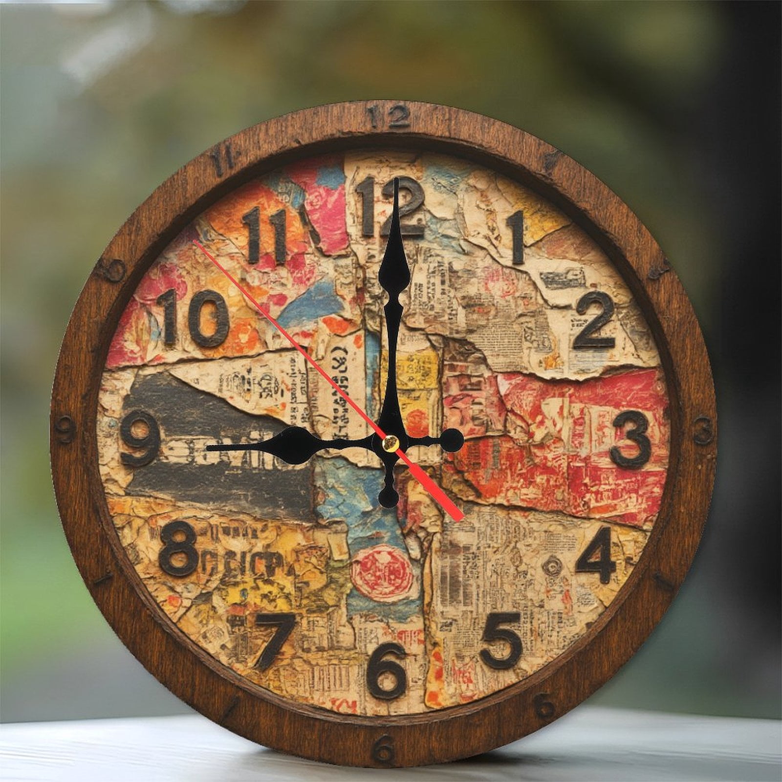 Vintage Collage Clock Wall Decor Unique Home Decor 10-Inch Silent ...