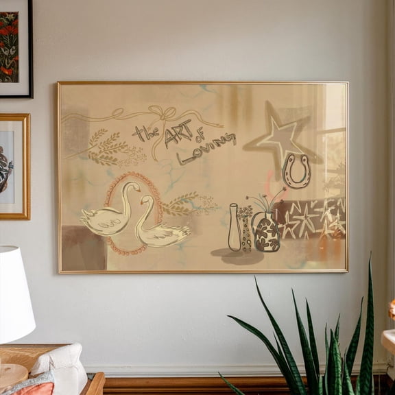 Vintage Collage Poster-Beige, Horizontal Art Poster, Unframed Poster Size 12x18