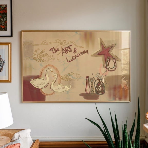 Vintage Collage Poster- Warm Tones, Neutral Wall Decor, Stretched Canvas Size 16x24