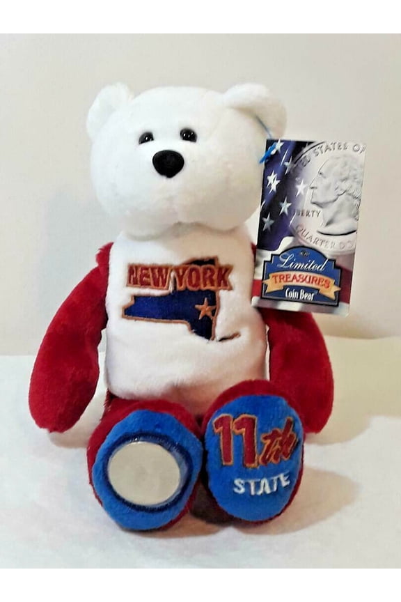 Vintage Collectible Limited Treasures Plush Coin Bear New York State Quarter