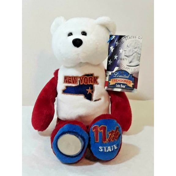 Vintage Collectible Limited Treasures Plush Coin Bear New York State Quarter