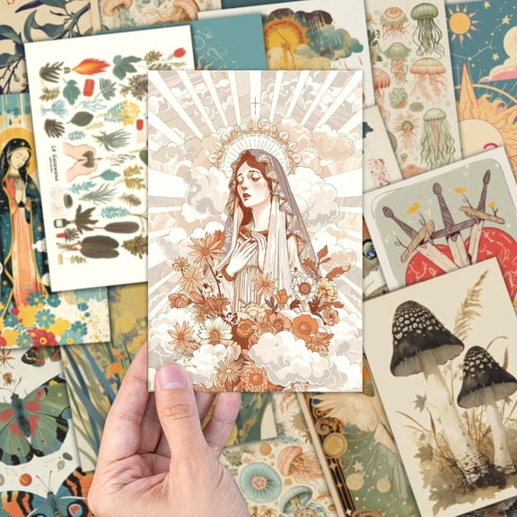 Vintage Collection Postcard Set, Art Postcards for Mailing, Retro Plant Botanical Butterfly Ephemera, Suitable for Scrapbooks, Collage Collection, DIY Card Paper