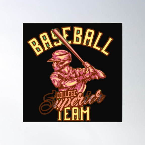 Vintage College Baseball Team Graphic Design Poster Wall Art, Modern Wall Decor For Living Room Bedroom, 30x30 UNFRAMED