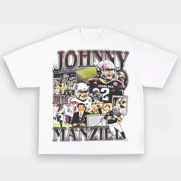 Vintage College Johnny Manziel Graphic Tee, Sports Graphic Tee ,White Color,Size 3XL