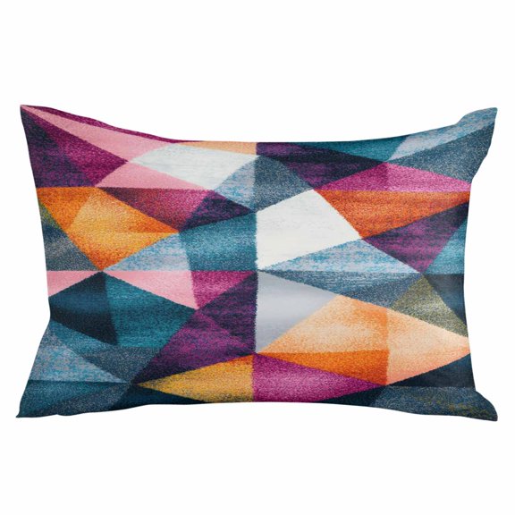 Vintage Coloful Rhombus Throw Pillow Cover 24 x 36 Inch Decorative Pillow Cover Geometric Shabby Artwork Lumbar Pillowcase Seasonal Rectangle Cushion Case for Couch Sofa Bed Living Room