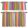 thumbnail image 1 of Vintage Color Stripes Kitchen Curtains Valances and Tiers Set of 3 Orange Yellow Gray Striped Retro Lines Tier Curtains and Valance with Rod Pocket for Small Windows, 27.5"x24", 1 of 9