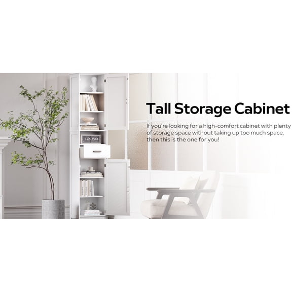 Vintage Color Tall Storage Unit with 2 Barn Doors for Multipurpose Small Space Storage