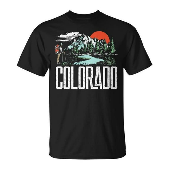Vintage Colorado Hiking Graphic Tee for Adults Unisex Cotton Comfortable Retro Mountain Backpacker Design Perfect for Outdoor Enthusiasts, Size M, Color Black