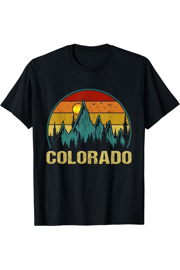 Vintage Colorado Mountains Nature Hiking Retro 80s Style T-Shirt