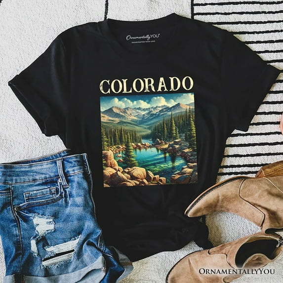 Vintage Colorado State Wilderness T-Shirt, Alpine Lake Tee and Rocky Mountains Keepsake Souvenir
