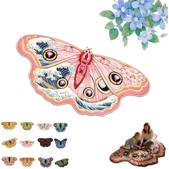 Vintage Colorful Butterfly Area Rug, Irregular Moth Shaped Fluffy Faux Wool Carpet, Dry Feet Warmth Floor Mat for Bedroom Living Room Bathroom Entryway Home Decor （B,16"×24"）