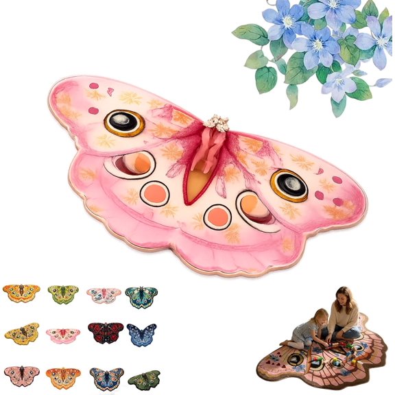Vintage Colorful Butterfly Area Rug, Irregular Moth Shaped Fluffy Faux Wool Carpet, Dry Feet Warmth Floor Mat for Bedroom Living Room Bathroom Entryway Home Decor (1PC,100 * 180CM)