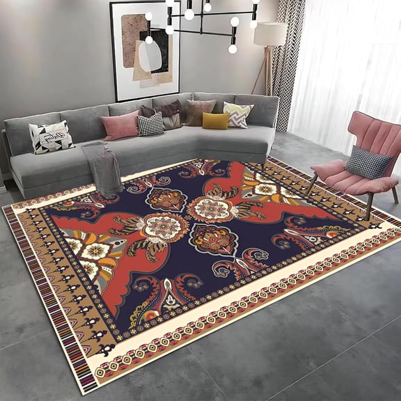 Vintage Colorful Floral Area Rug Living Room Rugs Versatile Rug For Bed Room, Living Room, Dining Room, Backyard - Suitable For Multiple Spaces 4x5ft