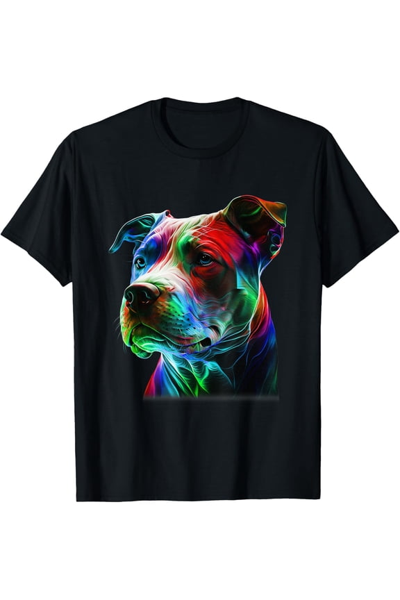 Vintage Colorful Pit-Bull Beauty Graphic Art Pitbull Dog Lover Gifts T-shirt