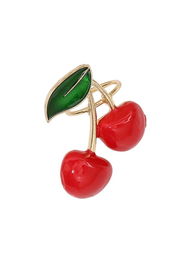Vintage Colorful Rhinestones Christmas Tree Lapel Pin Elegant Crystal Cherries Brooch Clothing Accessories for Daily Wear