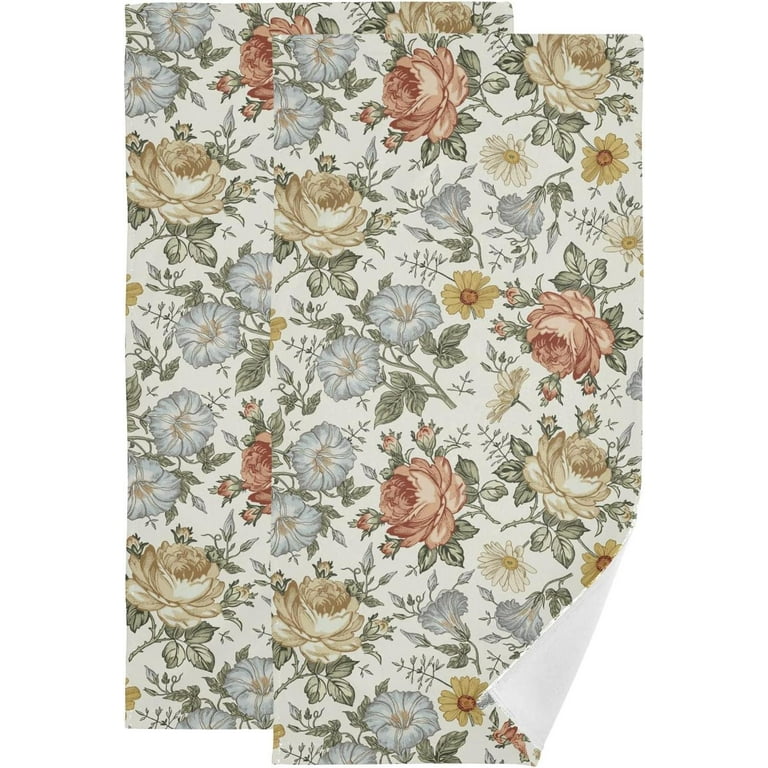 Vintage Colorful Rose Hand Towels 2 PCS Spring Rose Kitchen Towel Ultra Soft and Highly Absorbent Decorative Fingertip Face Towel for Bathroom Hotel 28.3 x14.4 Walmart