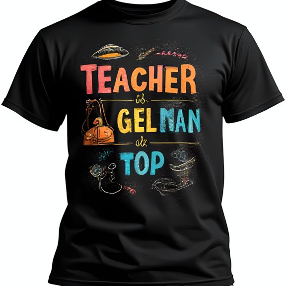 Vintage Colorful Teacher T-Shirt TEACHER is GELMAN at the TOP Design with Fun Doodles