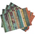 thumbnail image 1 of Vintage Colorful Wooden Placemats Set of 4, Placemats Dining Table Mat Set,12x18 Washable Stain Resistant Wipeable Cloth Placemat for Kitchen Buffet Parties, 1 of 7
