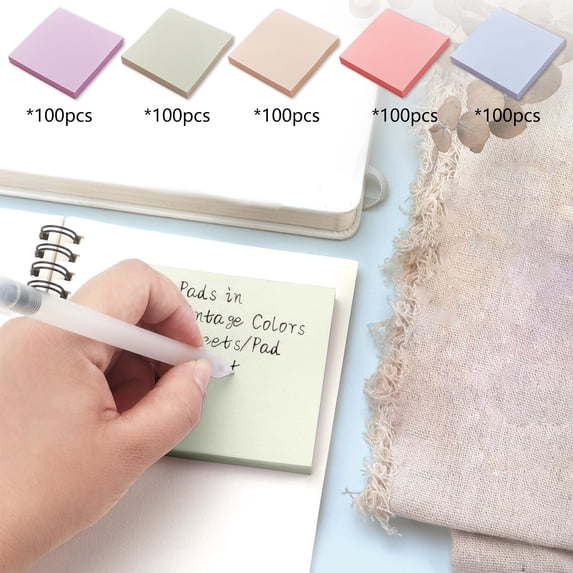 Vintage Colors Sticky Notes 3x3 inch, Self-Stick Note Pads, Super Sticky Self-Adhesive Sticky Notes with Easy to Post for , Home, Office, 100 Sheets/Pad
