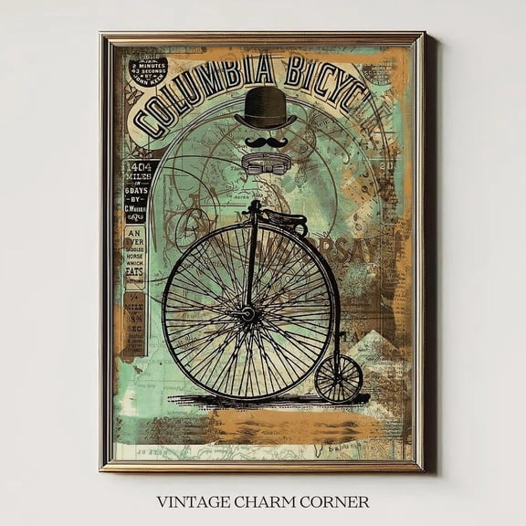 Vintage Columbia Bicycle Penny Farthing Unframed Paper Print