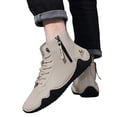thumbnail image 1 of Vintage Combat Boots for Men with Side Zipper Comfortable Casual Wide Width Lace up Leather Orthopetic Walking Riding Ankle Booties Beige Size 7.5, 1 of 7