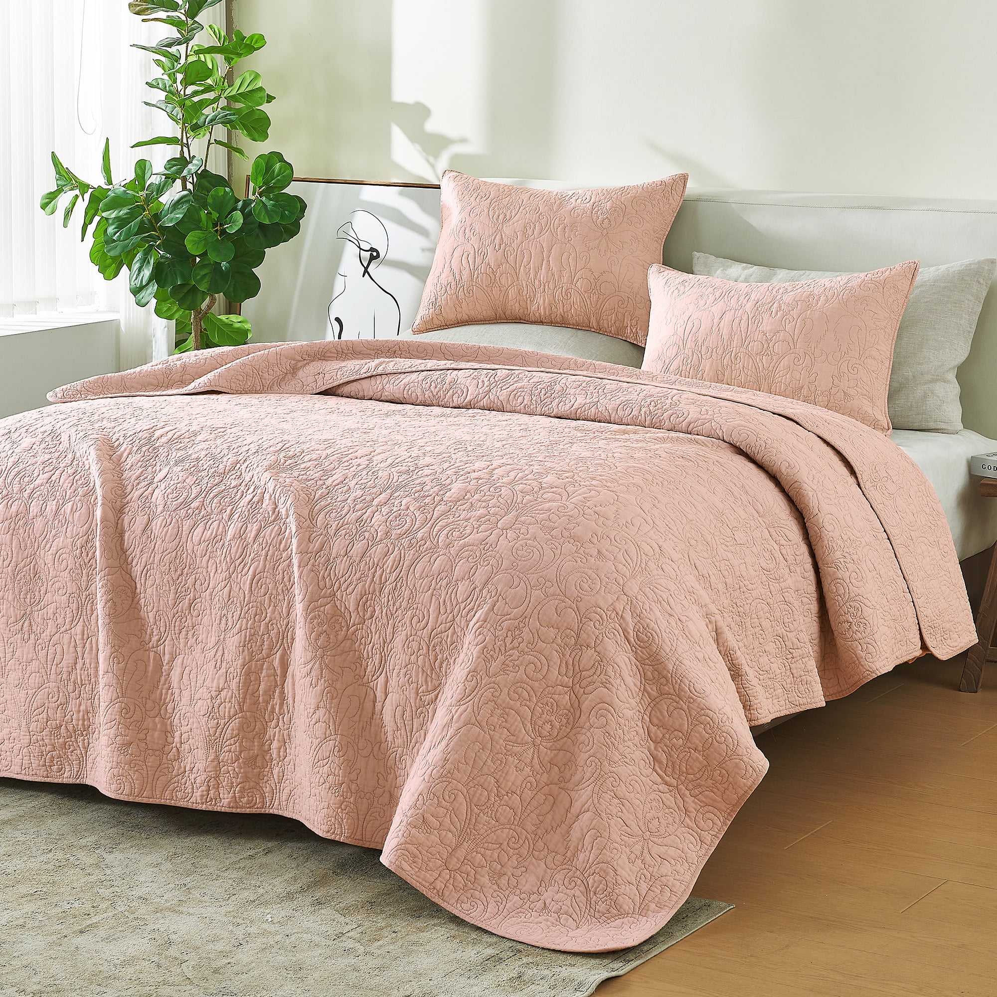 Rose Full Cotton Quilt Set with Shams