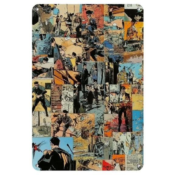 Vintage Comic Book Panels Wall Art Decor, Iron Metal Sign, Multipurpose Home Decoration, No Electricity Needed, Easy Wall Hanging