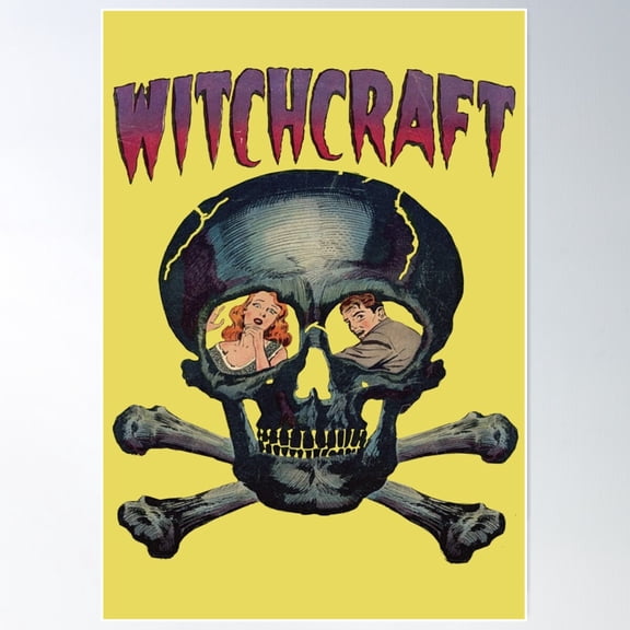 Vintage Comic Cool Witchcraft Slogan With Skull And Bones Poster Wall Art, Modern Wall Decor For Living Room Bedroom, 8x12 UNFRAMED