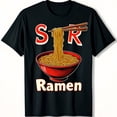 thumbnail image 1 of Vintage Comic Style Black T-Shirt with Ramen Graphic & SR Ramen Text, 1 of 5