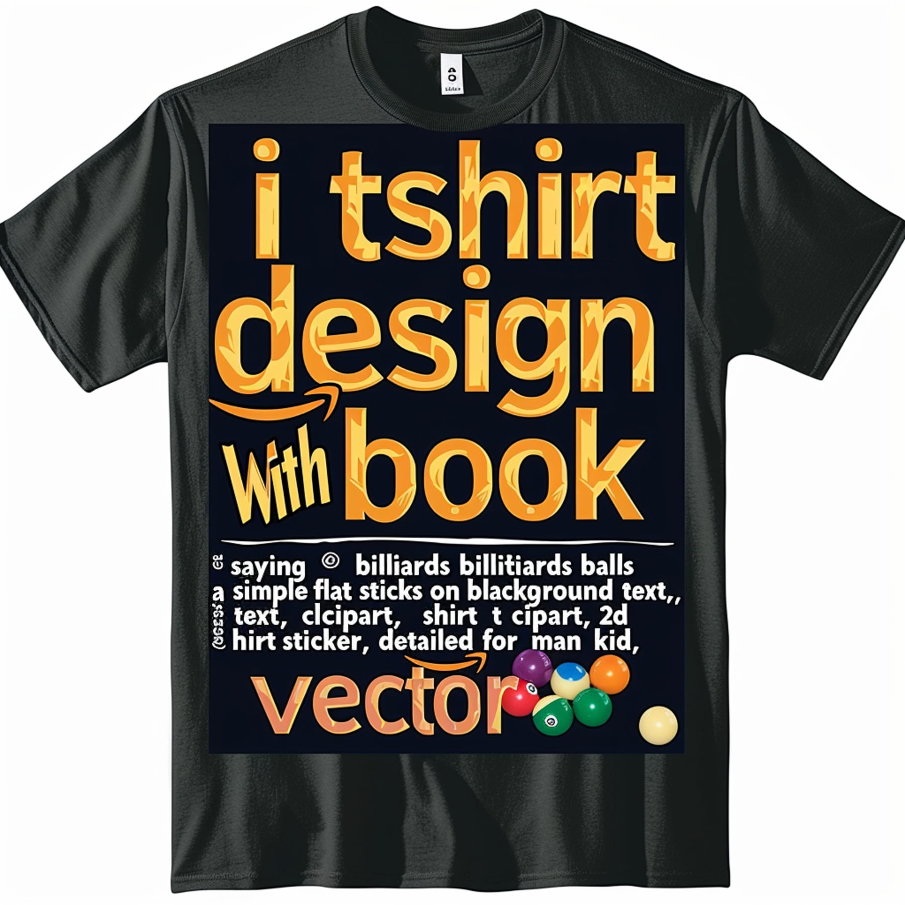 Vintage Comic Style Pool Billiards TShirt Bold Kanji Letters Frank