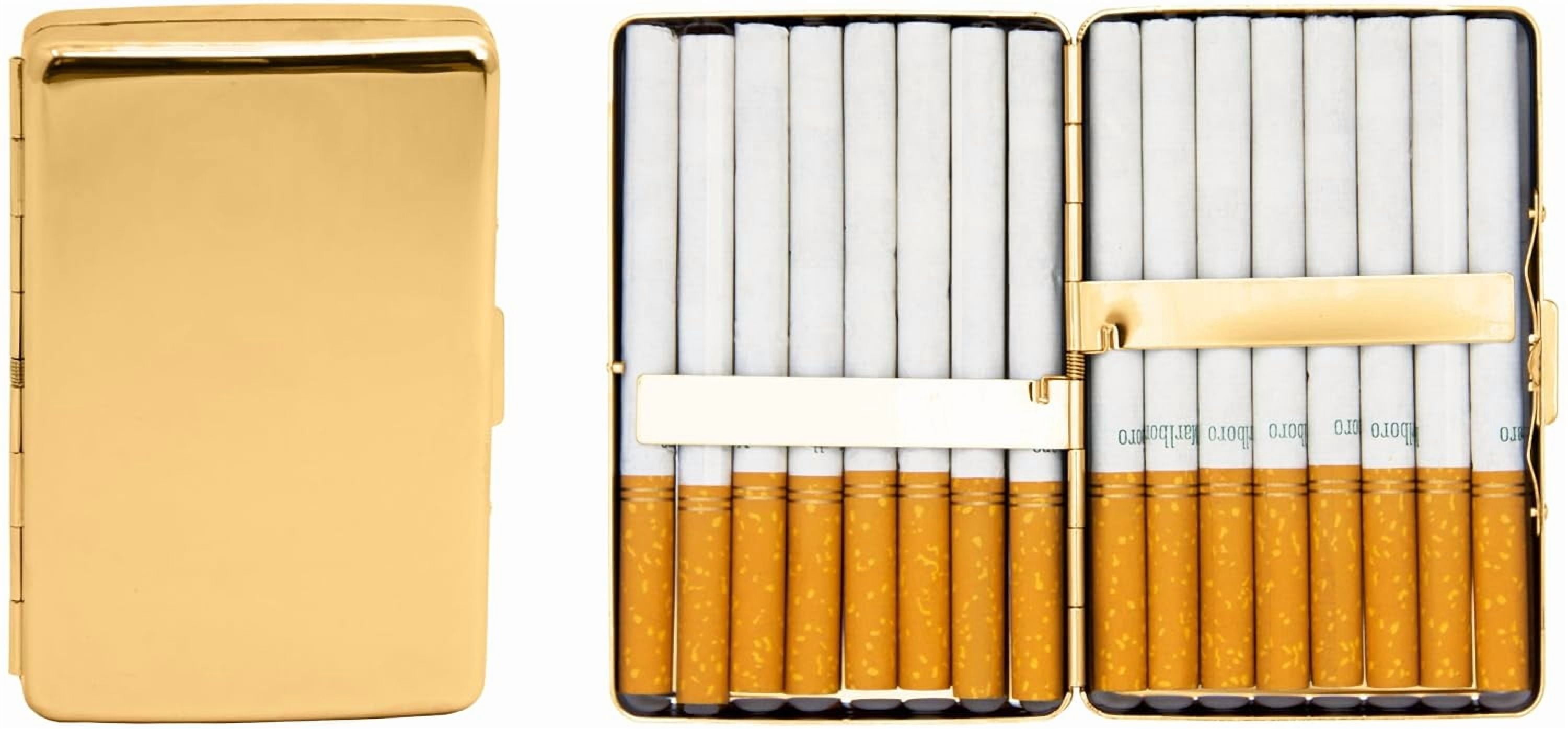 vintage cigarette case 100s Set of 2 Metal-Plated 100s Compact Cigarette Case & Stash Box (Reflective  Gold)