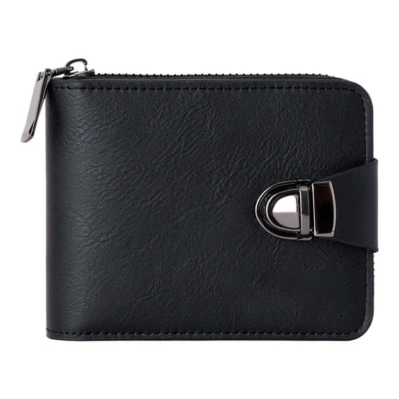 Vintage Compact Zipper Wallet Lock Buckle Short Coin Purse for Business Daily Use