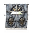 thumbnail image 1 of Vintage Compass Coastal Kitchen Curtains Sets 24 Inch Length with Valance, Summer Beach Ocean Nautical Swag Valances and Tiers Curtain Set Drapes Swag Curtains for Living Room, Bathroom, Bedroom, 1 of 6