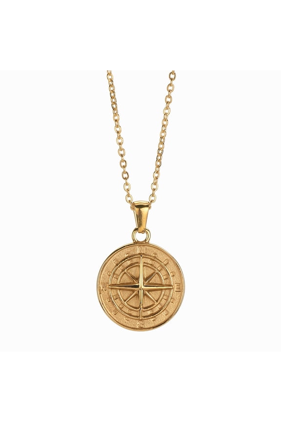 Vintage Compass Necklace Fashion Men Neckchain Waterproof Pendant Choker Chain