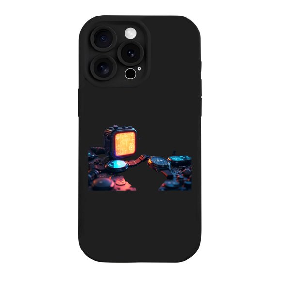 Vintage Computer Monitor Glow iPhone 15 Pro Case - Lightweight Yellowing Resistant Retro Gaming Design with Illuminated Controllers