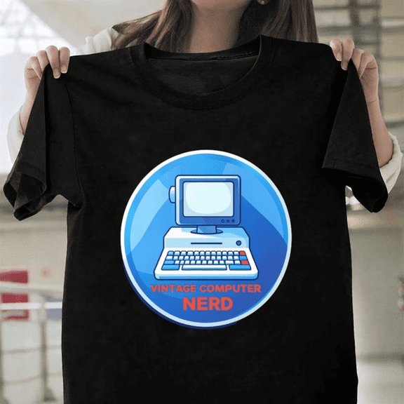 Vintage Computer Nerd Funny Geeky Retro PC Tech Programmer Top Unisex T-Shirt, S-3XL