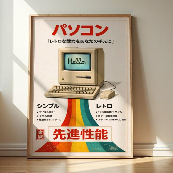 Vintage Computer Poster, Retro Japanese Pc Wall Art 80S Technology Poster , Poster Print Only