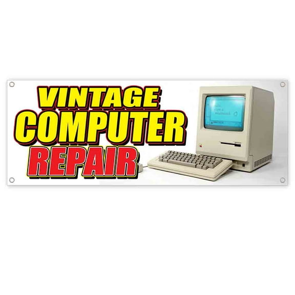 Vintage Computer Repair 13 oz Vinyl Banner With Metal Grommets