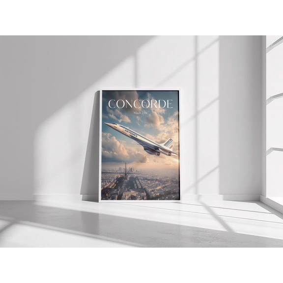Vintage Concorde Air France Poster, Supersonic Jet Aviation Art, Unframed Paper Poster 11x14in