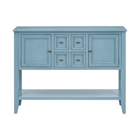 44 Inch Retro Console Table with 2 Storage Drawers and Bottom Open ...