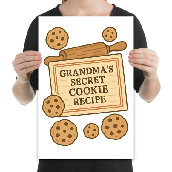 Vintage Cookie Recipe, 13x19 Poster for Kitchen Wall and Holiday Baking Decor
