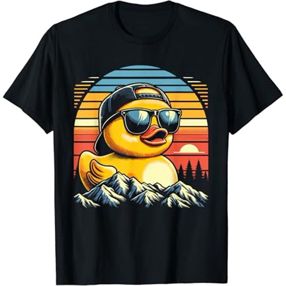 Vintage Cool Duck with Sunglasses & Mountain View T-Shirt