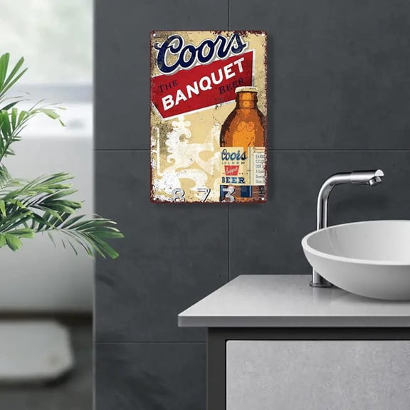 Vintage Coors Golden Banquet Retro Tin Sign - Distressed Metal Wall Art For Home Bar, Cafe, And Outdoor Decor, Iron Construction, Classic Pub Style Decorations