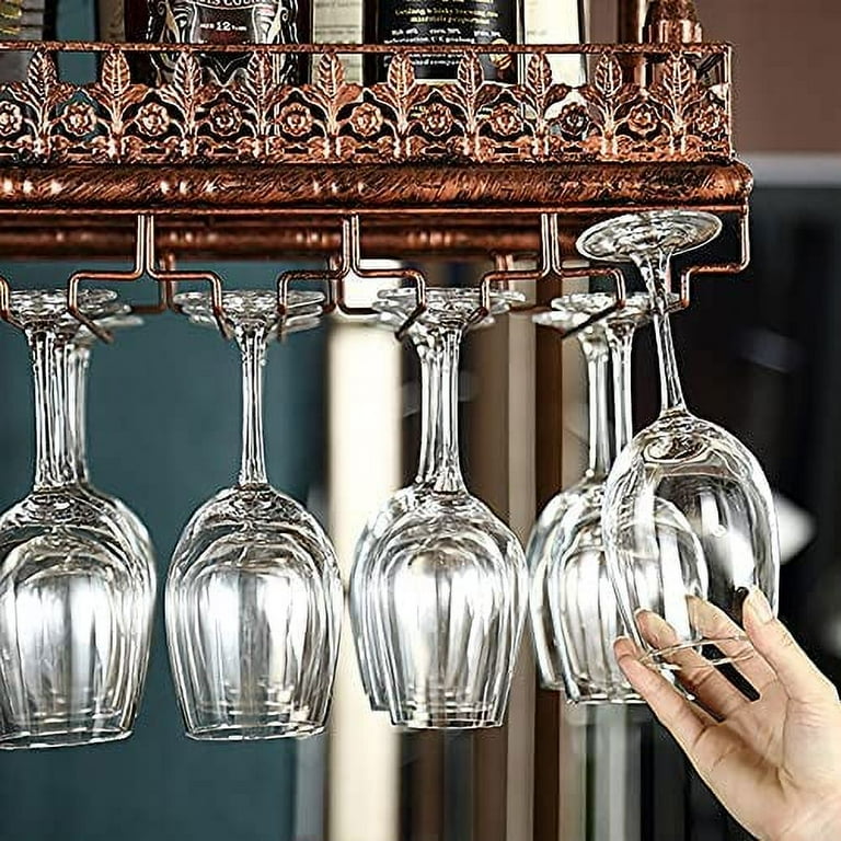 Vintage Copper 100cm Retro Upside Down Wine Glass Hanging Rack