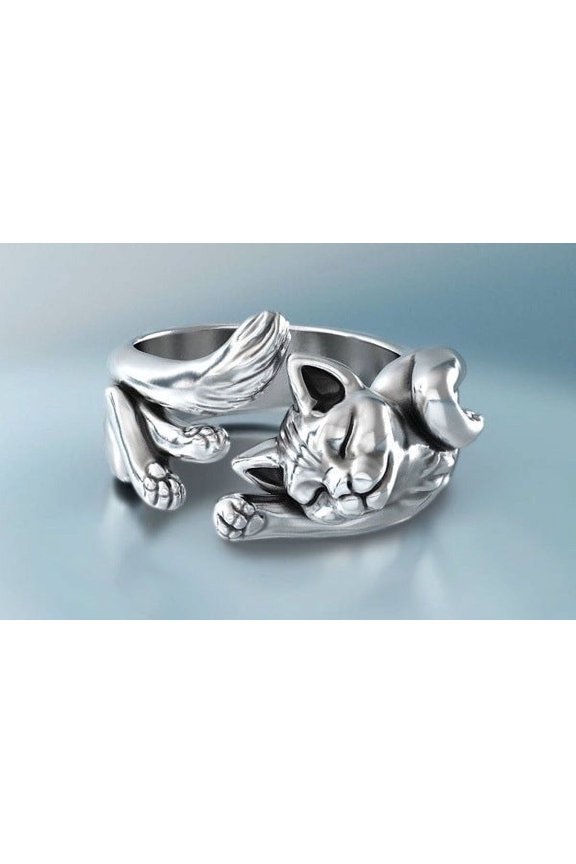 Vintage Copper Animal Zodiac Ring, Unisex Adjustable Three-Dimensional Retro Silver Design, Simple and Stylish