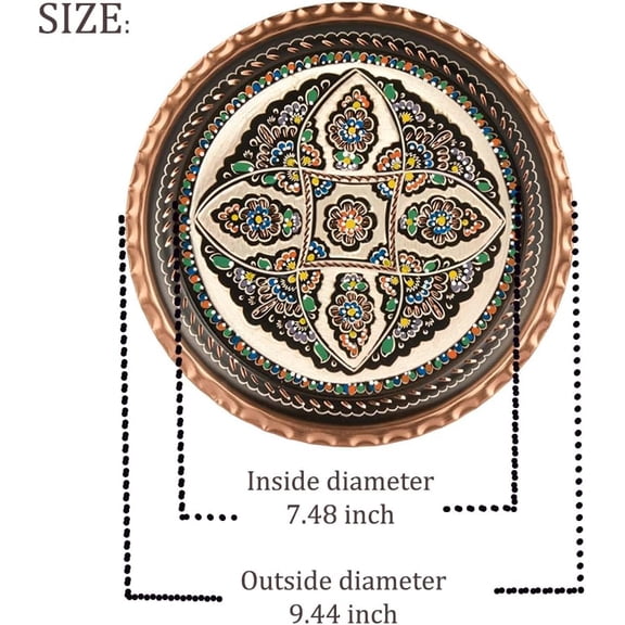 Vintage Copper Antique Turkish Moroccan Bohemian Round Coffee Table Tea Serving Tray