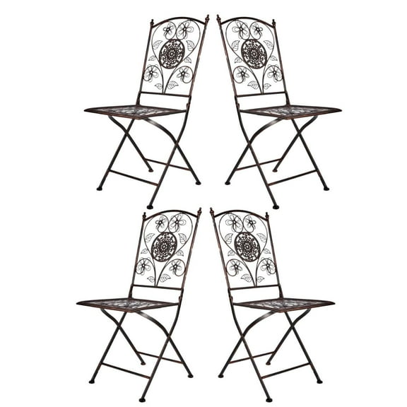 Vintage Copper Gold Brushed Bistro Folding Chair - Sold in Sets of 4 by Chivari