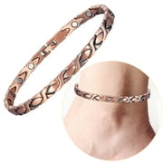 WOLLET Vintage Copper Magnetic Anklets, 99.9% Pure Copper anklets for Women, 9.76 inches Adjustable，Gift for Mom&Wife
