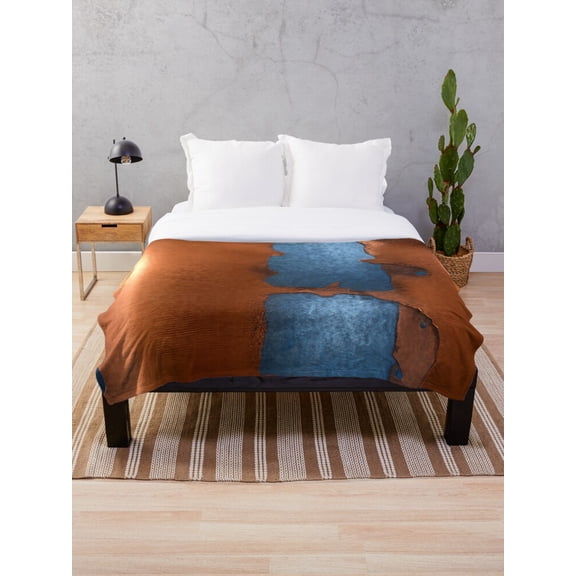 Vintage Copper Rust Abstract Texture Flannel Blanket, Soft & Warm Cozy Bed Throw - Size 30x40
