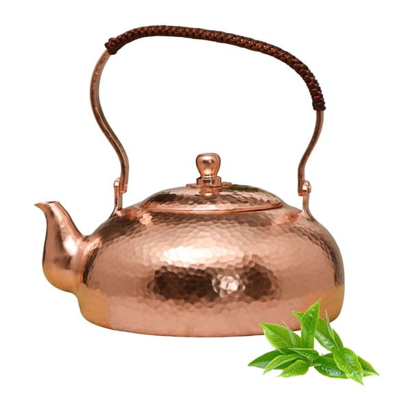 Vintage Copper Tea Kettle with Filter, Handmade Teapot Copper Whistling Tea Pot, Stovetop Coffee Pot for Camping